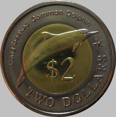 2 доллара 2012 Микронезия. Дельфин.