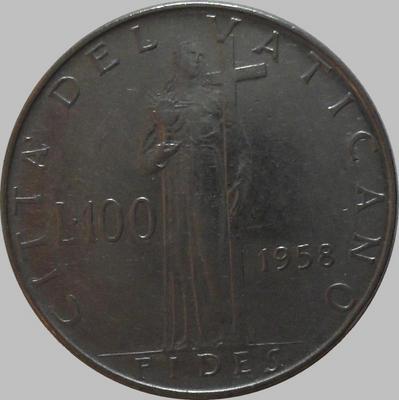 100 лир 1958 Ватикан.
