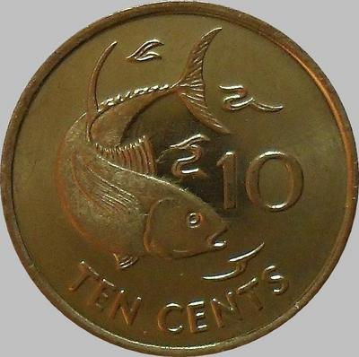 10 центов 2007 РМ Сейшельские острова. Тунец.