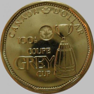 1 доллар 2012 Канада. Футбол. 100 лет кубку Грея.