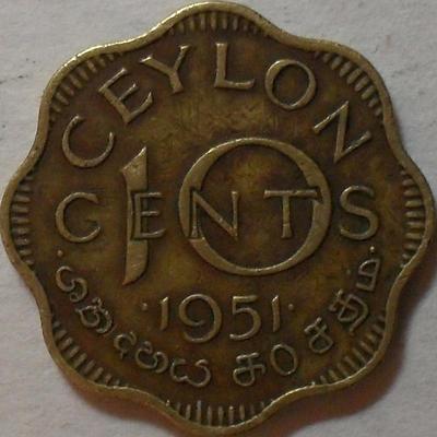 10 центов 1951 Британский Цейлон.