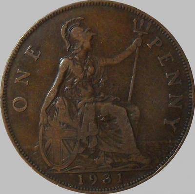 1 пенни 1931 Великобритания.  