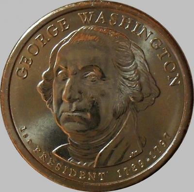 1 доллар 2007 D США. 1-й президент США Джордж Вашингтон.