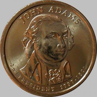 1 доллар 2007 P США. 2-й президент США Джон Адамс.