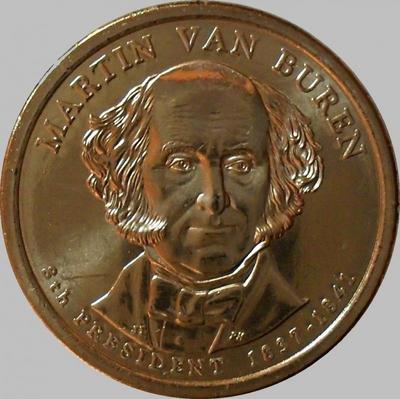 1 доллар 2008 D США. 8-й президент США Мартин ван Бюрен.