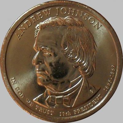1 доллар 2011 P США. 17-й президент США Эндрю Джонсон.