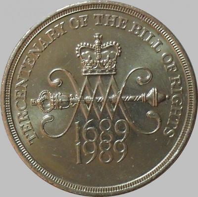 2 фунта 1989 Великобритания. 300 лет Биллю о правах.