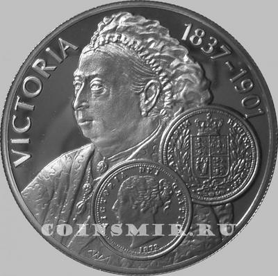 50 пенсов 2001 Фолклендские острова. Королева Виктория. Монета на монете.