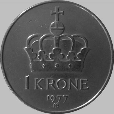 1 крона 1977 Норвегия. 