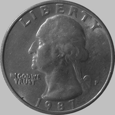 25 центов 1987 Р США.