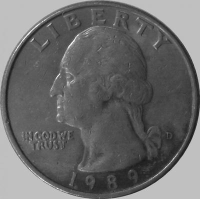 25 центов 1989 D США. Джордж Вашингтон.