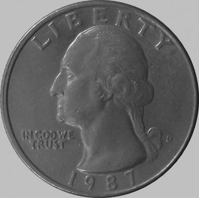 25 центов 1987 D США.
