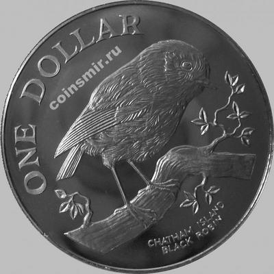 1 доллар 1984 Новая Зеландия.  Чёрный Робин.