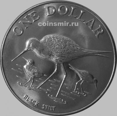 1 доллар 1985 Новая Зеландия. Черный ходулочник.