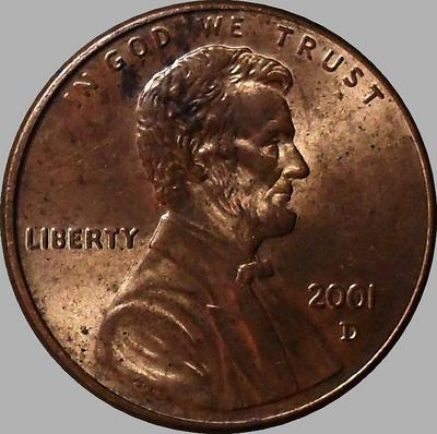 1 цент 2001 D США.