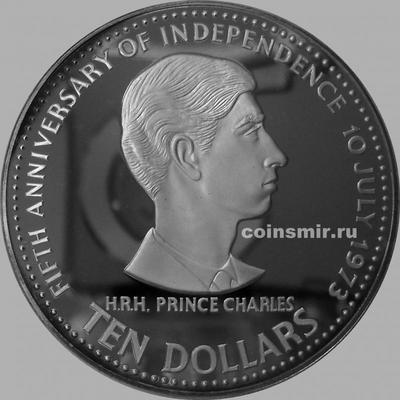 10 долларов 1978 Багамские острова. Принц Чарльз. 5 лет независимости.