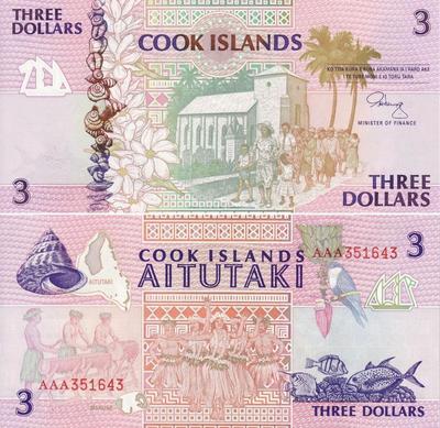 3 доллара 1992 острова Кука.