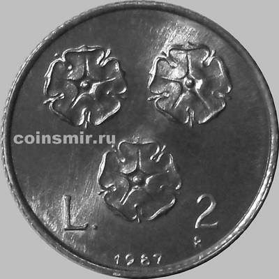 2 лиры 1987 Сан-Марино. 15 лет возобновлению чеканки монет.