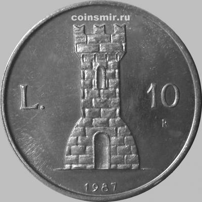 10 лир 1987 Сан-Марино. 15 лет возобновлению чеканки монет.