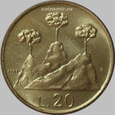 20 лир 1987 Сан-Марино. 15 лет возобновлению чеканки монет.