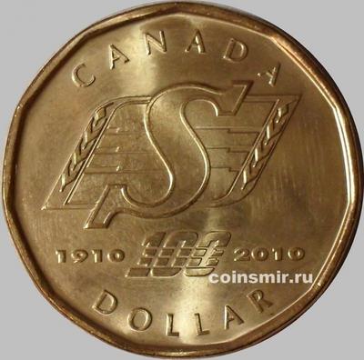 1 доллар 2010 Канада. 100 лет футбольной команде Саскачеван Рафрайдерс.
