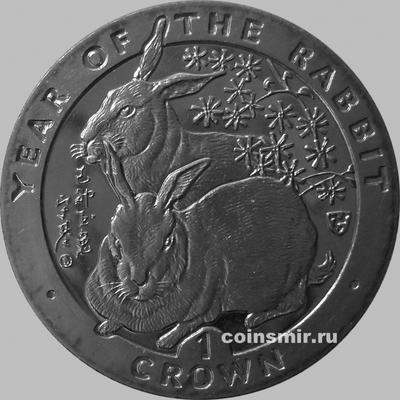 1 крона 1999 остров Мэн. Год кролика. 