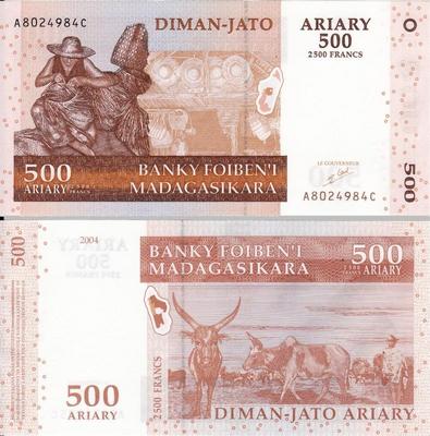 2500 франков (500 ариари) 2004 Мадагаскар. 