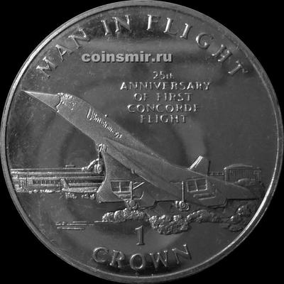 1 крона 1994 остров Мэн. 25-летие первого полета Конкорда.