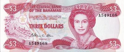 3 доллара 1984 Багамские острова.  