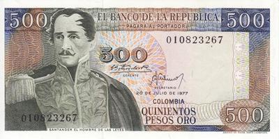 500 песо 1977 Колумбия.