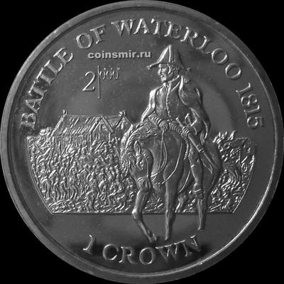 1 крона 1999 остров Мэн. Битва при Ватерлоо. Наполеон.