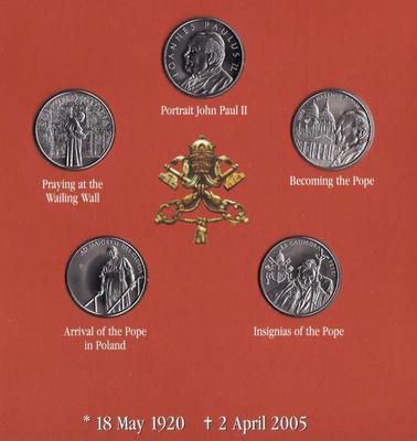 Набор из 5 монет 2005 Мальтийский орден. Папа Иоанн Павел II. Английский язык.
