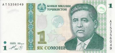 1 сомони 1999 (2010) Таджикистан.