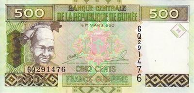 500 франков 2006 Гвинея.  