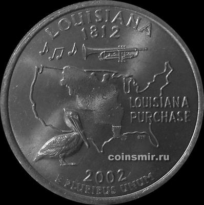 25 центов 2002 D США. Луизиана. Покупка Луизианы. Пеликан-символ штата.