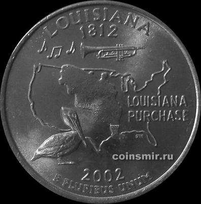 25 центов 2002 Р США. Луизиана. Покупка Луизианы. Пеликан-символ штата.