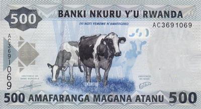 500 франков 2013 Руанда. 