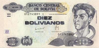 10 боливиано 1986 (2011) Боливия.
