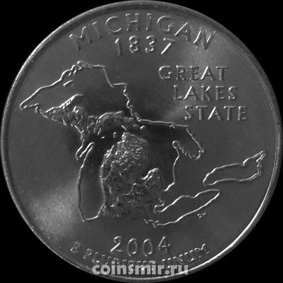 25 центов 2004 D США. Мичиган. Штат Великих озер.
