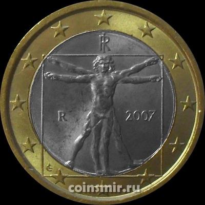 1 евро 2007 Италия. Витрувианский человек.
