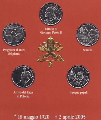 Набор из 5 монет 2005 Мальтийский орден. Папа Иоанн Павел II. Итальянский язык.