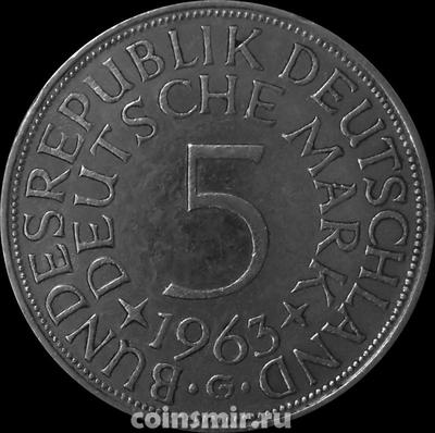 5 марок 1963 G Германия ФРГ.