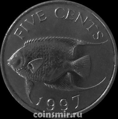 5 центов 1997 Бермуды. Королевская рыба-ангел.