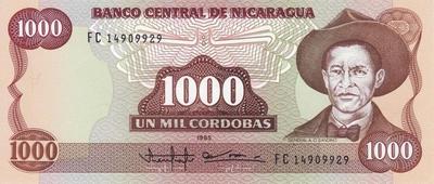 1000 кордоб 1985 Никарагуа.