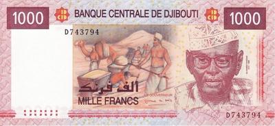 1000 франков 2005 Джибути.