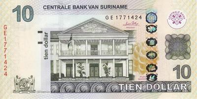 10 долларов 2010 Суринам. 