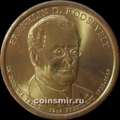 1 доллар 2014 Р США. 32-й президент Франклин Делано Рузвельт.