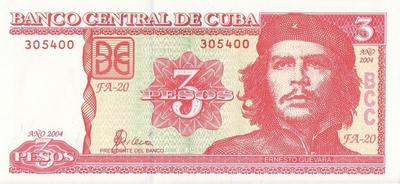 3 песо 2004 Куба.  Че Гевара.