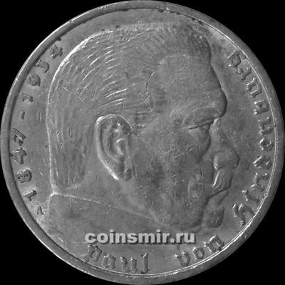 5 марок 1937 А Германия. Гинденбург. 