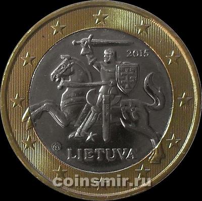 1 евро 2015 Литва. Герб государства.